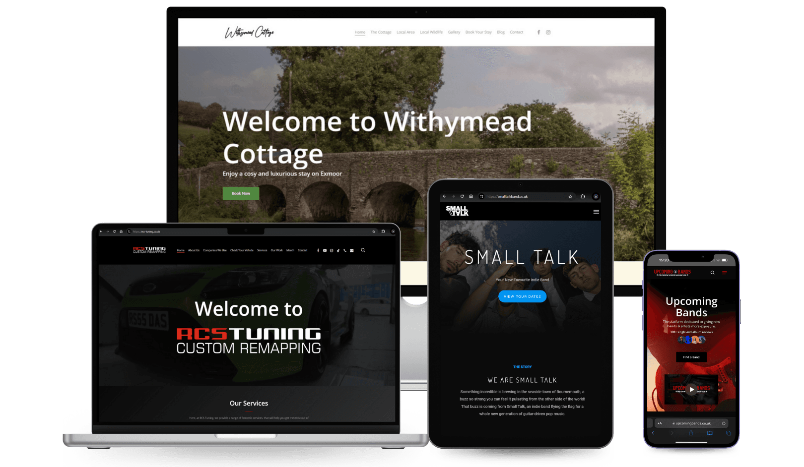 Responsive website layouts displayed across devices